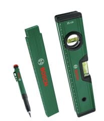 BOSCH Su Terazisi - Katlanır Metre - Kalemli İşaretleme Seti (1600A02W7S)