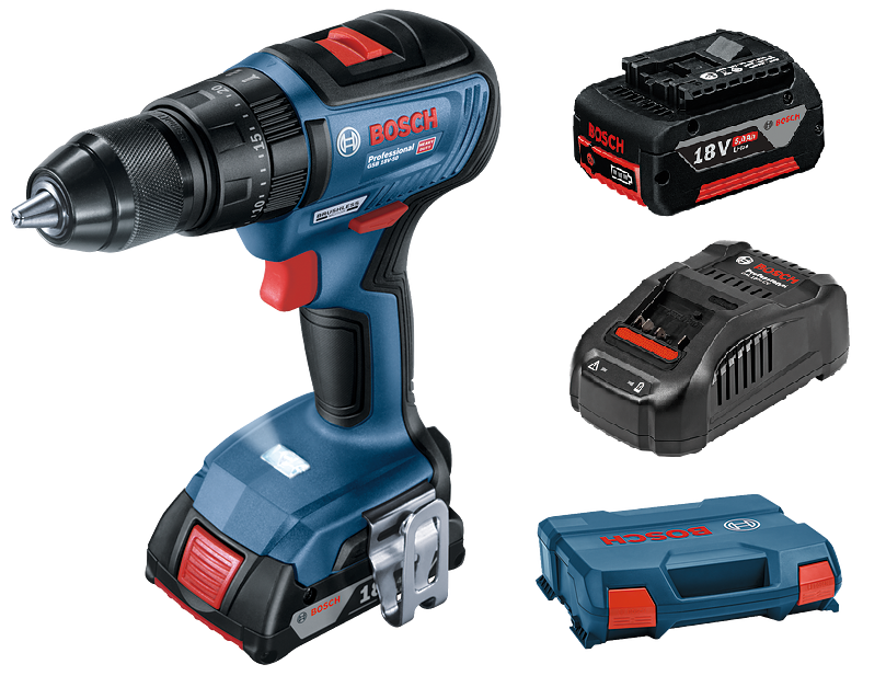 BOSCH GSB 18V-50 Kömürsüz Şarjlı Darbeli Matkap 18V 2+5 Ah Çift Akü