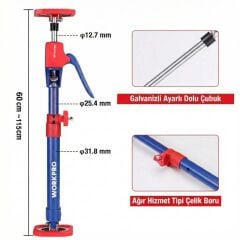 WORKPRO WP289035 60-115cm 70Kg Teleskobik Mandallı Ayarlanabilir 2’Li Çelik Destek Direği + Taşıma Çantası