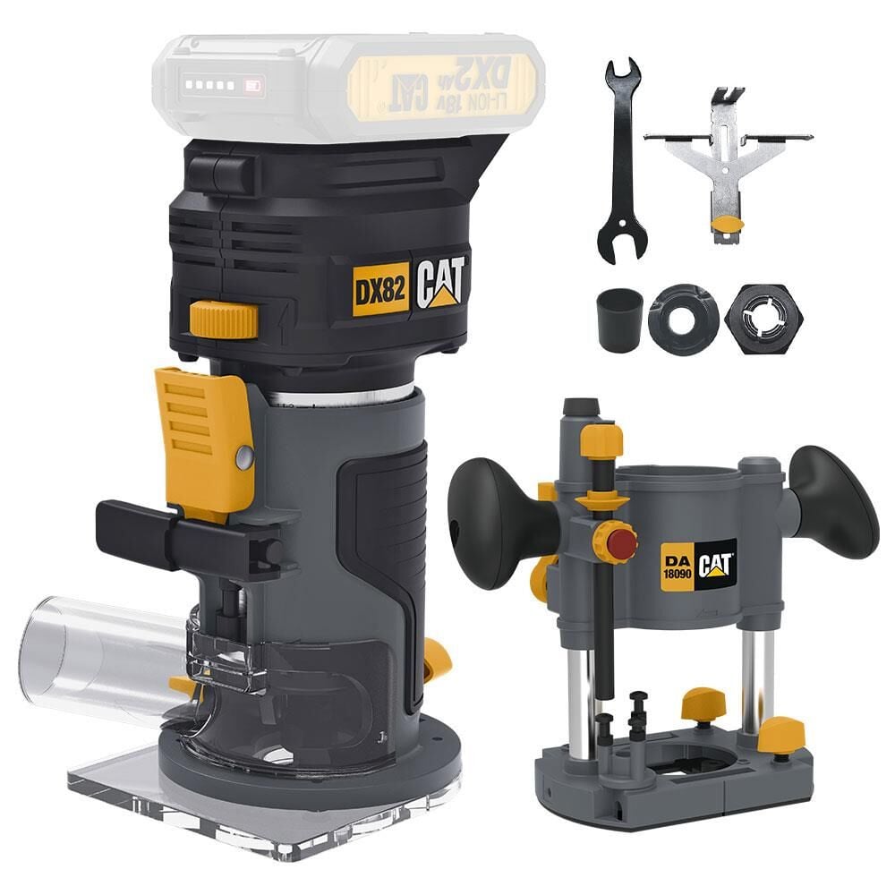 CAT DX82B.3 18Volt Şarjlı Kömürsüz 6mm Devir Ayarlı Profesyonel Avuç İçi El Frezesi Formika Tıraşlama (Akü Dahil Değildir)