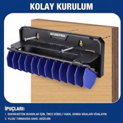 WORKPRO WP433073 Çok Amaçlı El Aleti Duvar Askı/Depolama Rafı