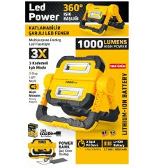 SGS 5057 ŞARJLI LED ÇALIŞMA LAMBASI-POWER BANK 1000 LÜMEN 3.7 VOLT/ 5000 mAh