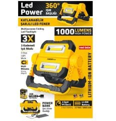 SGS 5057 ŞARJLI LED ÇALIŞMA LAMBASI-POWER BANK 1000 LÜMEN 3.7 VOLT/ 5000 mAh