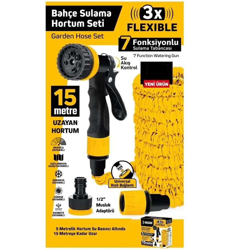 SGS 5472 7 FONKSİYONLU BAHÇE SULAMA HORTUM SETİ (5-15 Metre)