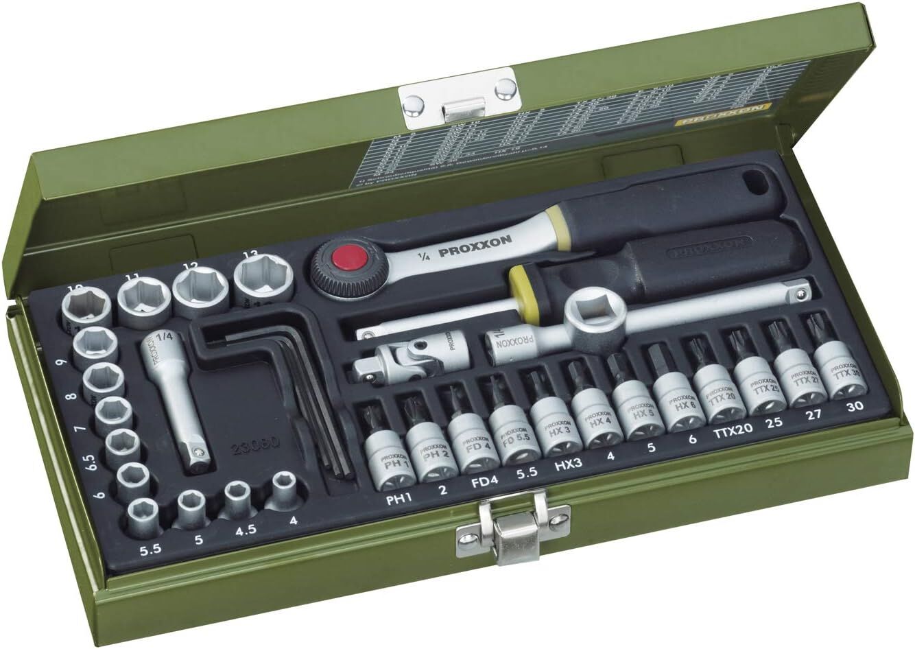 PROXXON Bits ve Lokma Takımı 36 Parça 1/4'' (23080)