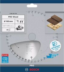 BOSCH 160x20x1,5 mm 48 Diş PRO Wood Ahşap Elmas Daire Testere Bıçağı