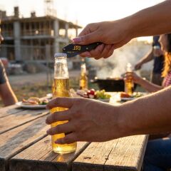 CAT DA980267 Kemer Askı Kancalı Şişe Açacaklı Katlanabilir 16CM Paslanmaz Çelik Siyah Kamp Çakısı