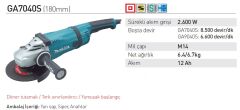 MAKİTA GA 7040 S 2600 Watt 180 mm Taşlama
