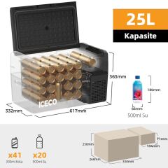 ICECO MCD25B 12/24Volt 25 Litre Kompresörlü Oto Buzdolabı/Dondurucu + Buz Kaseti