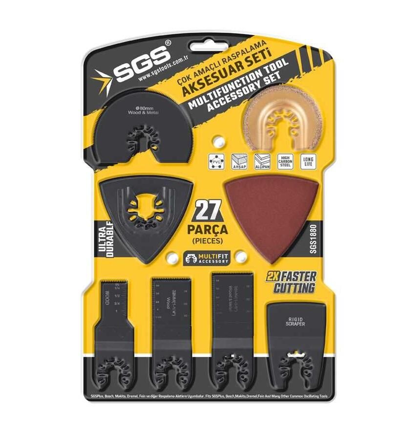 SGS 1880 MULTI-TOOLS KESİCİ VE RASPALAMA AKSESUAR SETİ 27 PARÇA
