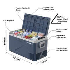 Coolist CLK80D 12/24V 220Volt 82,5 Litre Çift Bölmeli Kompresörlü Outdoor Oto Buzdolabı/Dondurucu
