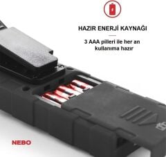 NEBO Tino Pilli LED El Feneri 300 Lümen Siyah (NEBO 6809)