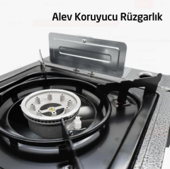 Rox Camping 0103 Tekli Portatif Kamp Ocak, Rüzgarlıa Gaz Girişliklı, Ekstr