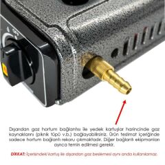 Rox Camping 0103 Tekli Portatif Kamp Ocak, Rüzgarlıklı, Ekstra Gaz Girişli
